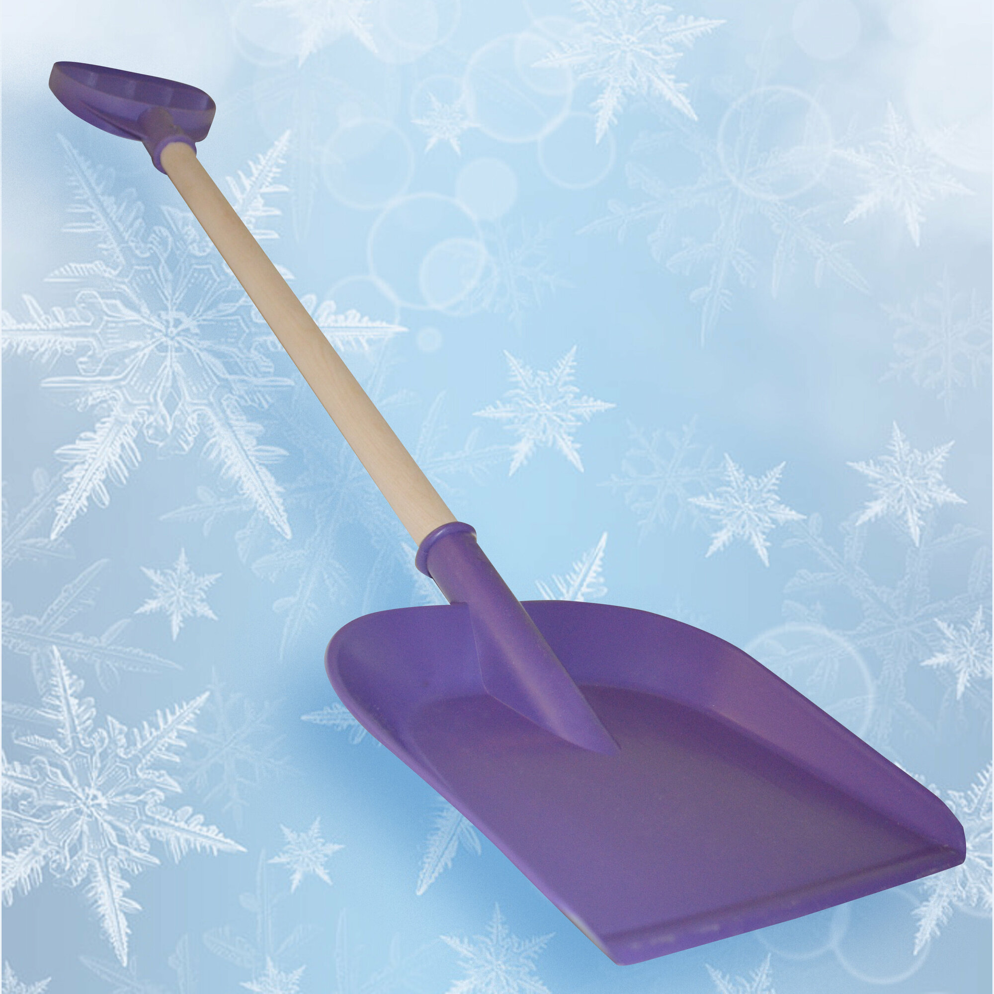 Детская лопата для снега и песка с деревянным черенком и ручкой, длина 65 см, цвет фиолетовый - фотография № 5