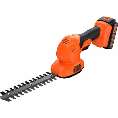 Аккумуляторный кусторез BLACK+DECKER BCSS18D1, 18В, 2Ач , насадки ножницы и кусторез аккумуляторный триммер 23 см 18 в 1 5 а·ч black decker st1823 rk