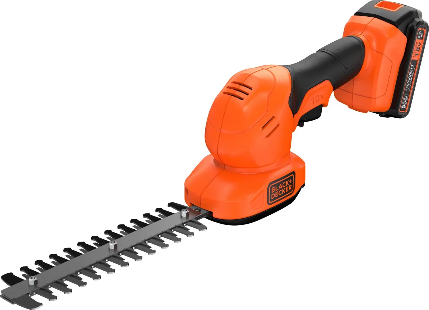 Аккумуляторный кусторез BLACK+DECKER BCSS18D1 18В 2Ач  насадки ножницы и кусторез