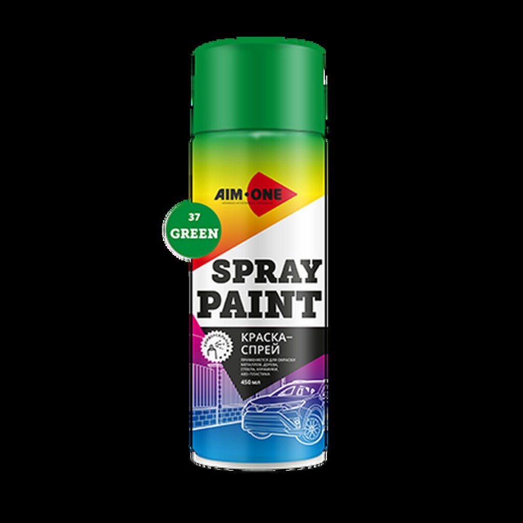 Краска зеленая аэрозоль 450мл акриловая Spray Paint Green AIM-ONE