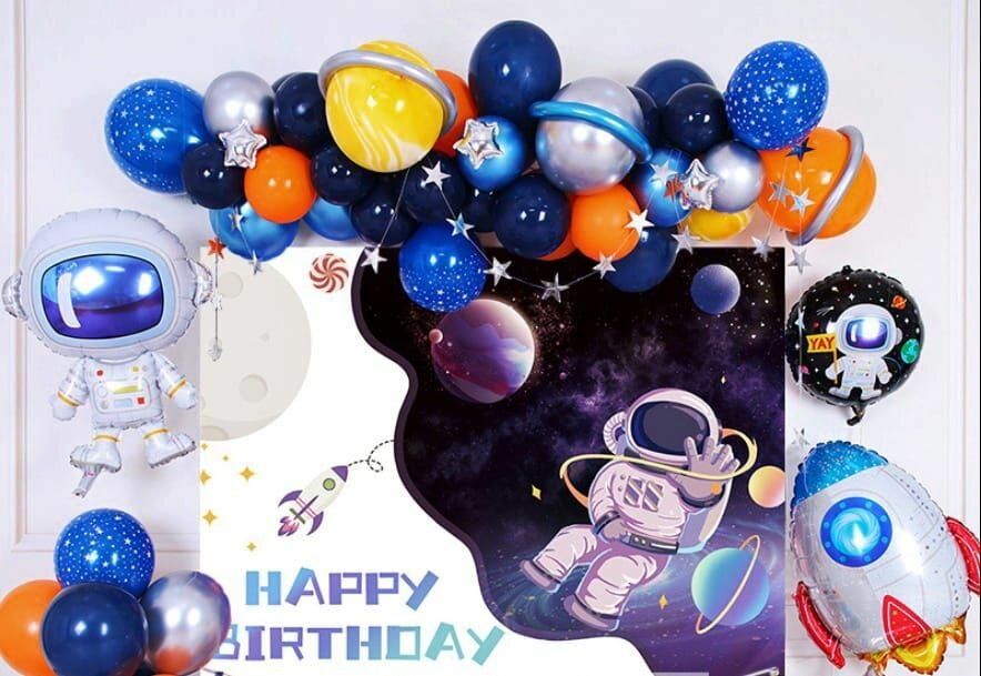 Воздушные шарики Космонавт набор шаров для подростков мальчиков для фотозоны + насос в подарок