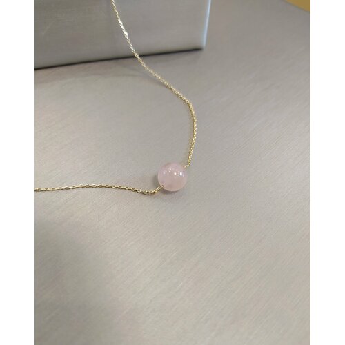 Колье CoolStone COOLSTONE Ожерелье PEACH FUZZ дизайнерское премиум из ювелирного натурального Морганита в покрытии золотом, ручная работа, морганит, длина 45 см, золотой, пыльная роза