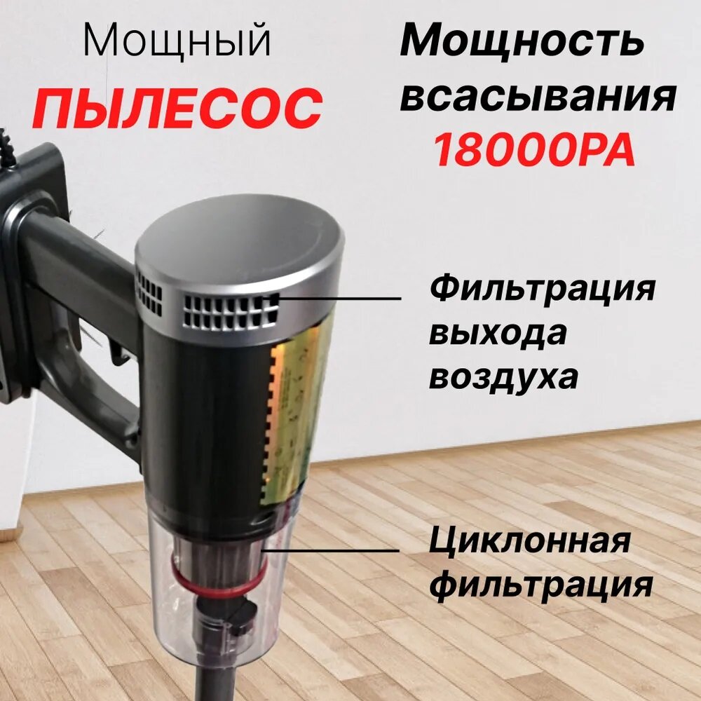 Профессиональный пылесос, вертикальный ручной, бытовой, с контейнером, для уборки дома, офиса, телескопическая труба, с защитой от перегрева,2 в 1 — фото 4