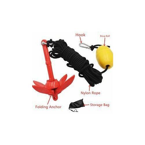 Якорь-кошка (Красный) 4кг с веревкой и поплавком в чехле