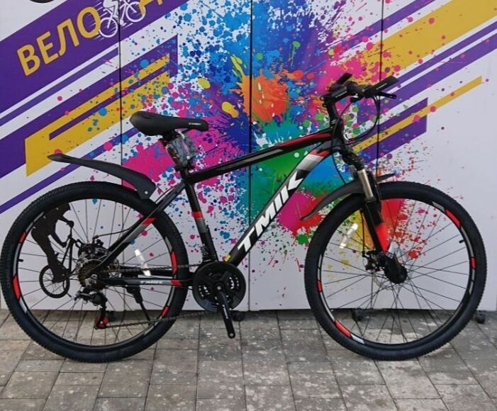 Велосипед TMIK алюминиевый горный 26" на двойных ободах черно-красный