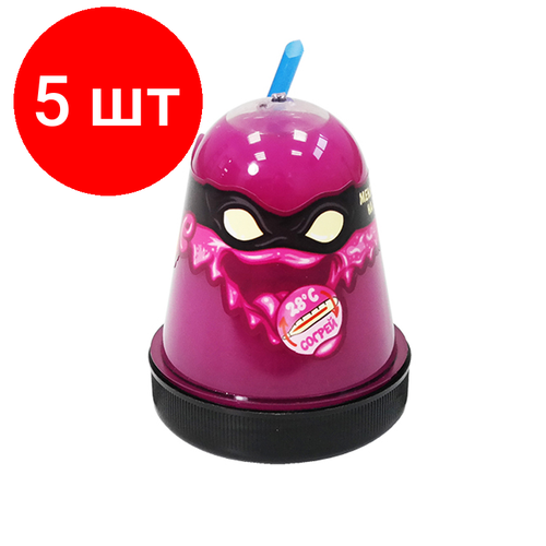 Комплект 5 шт, Слайм Slime Ninja, фиолетовый, меняет цвет на белый, 130г лизун slime ninja северное сияние 130 г s130 3 белый перламутровый