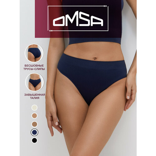 Трусы Omsa, размер 44/46 (S/M), синий трусики слипы omsa alto люрекс черные l xl мл