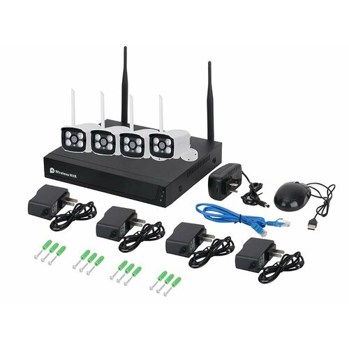 Видеонаблюдение через интернет в реальном времени KvadroVisionCloud 02-4 W15397N - беспроводные 4 камеры с облачным хранением 1905200₽