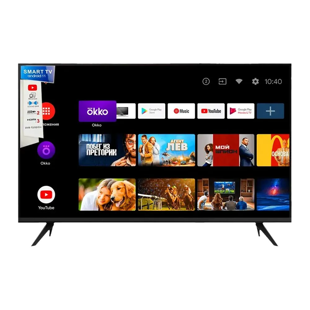 Умный Телевизор Android Full HD 40" Full HD, черный, красочный и яркий 40 дюймовый экран — фото 6