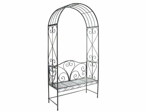 Садовая скамейка с аркой для растений ажурный прованс, металлическая, 116х230 см, Edelman