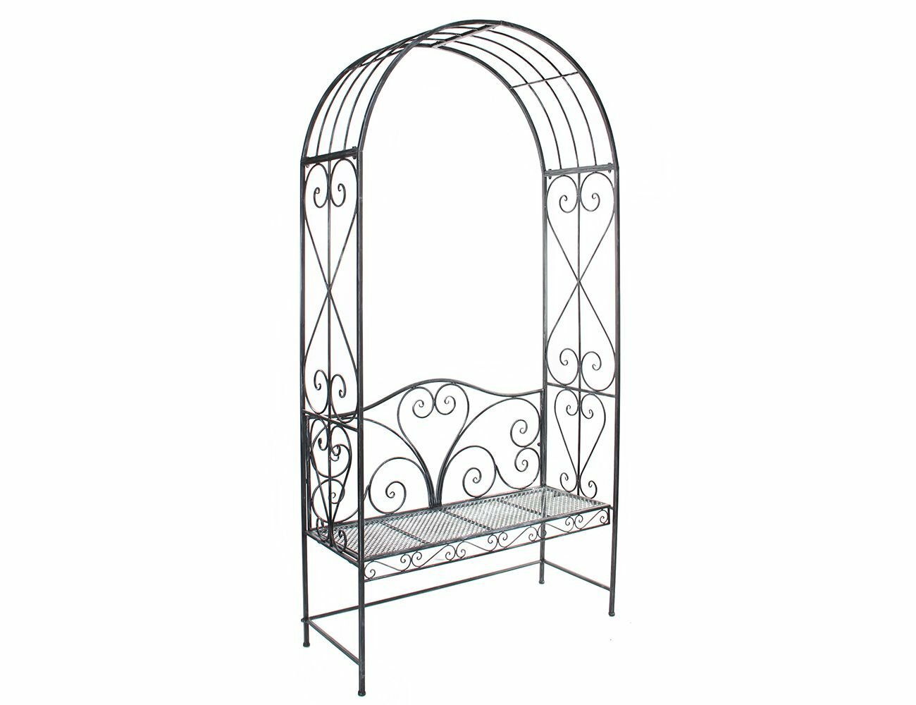 Садовая скамейка с аркой для растений ажурный прованс, металлическая, 116х230 см, Edelman