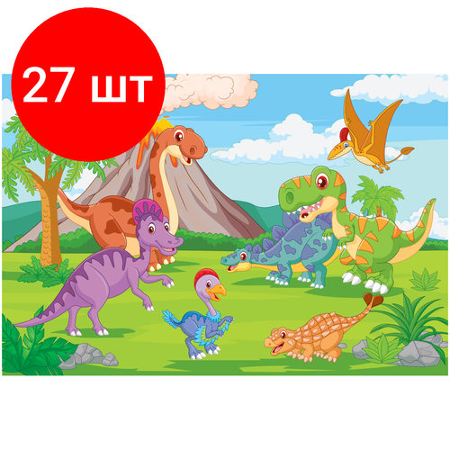 Комплект 27 шт, Пазл 24 эл. Maxi ТРИ совы Динозавры на лужайке комплект 27 шт пазл 24 эл maxi три совы дельфины