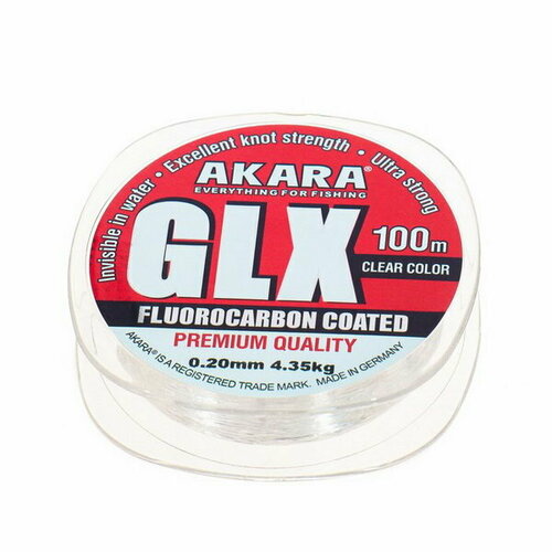 фото Леска glx premium clear, диаметр 0.2 мм, тест 4.35 кг, 100 м, прозрачная akara