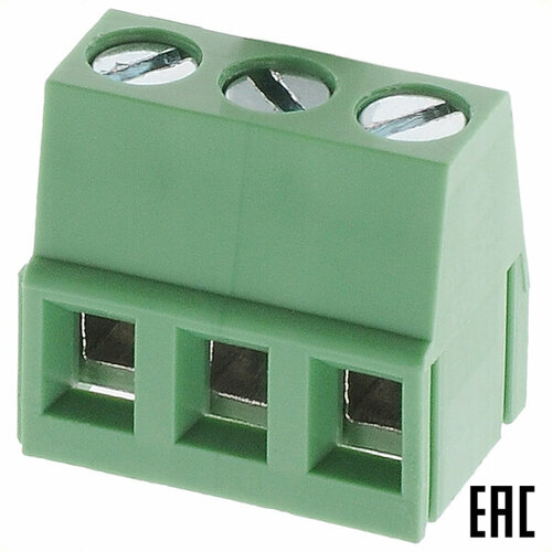 Блок клеммный DG128R-5.0-03P-14 винтовой 3 контакта угловой 2,5 кв. мм 18А зеленый (Degson)
