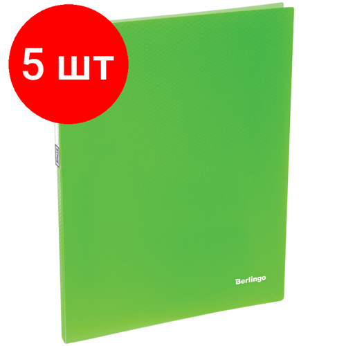 Комплект 5 шт, Папка c пружинным скоросшивателем Berlingo Neon, 17мм, 700мкм, неоновая зеленая berlingo папка с пружинным скоросшивателем neon paradise a4 пластик черный рисунок