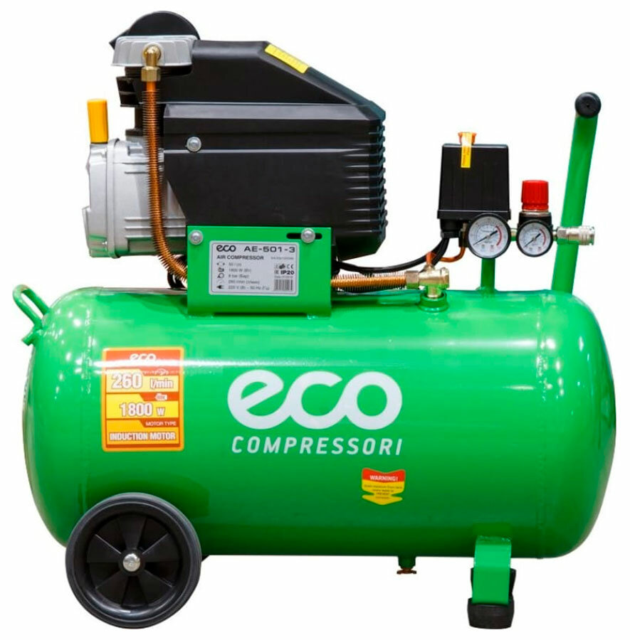 Компрессор Eco AE-501-3 260 л/мин 8 атм коаксиальный масляный ресивер 50 л 220 В 1.80 кВт