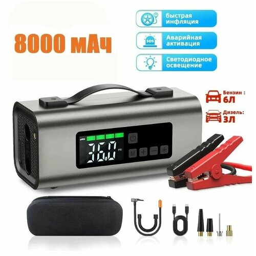 Пуско зарядное устройство и компрессор автомобильный беспроводной аккумуляторный powerbank и фонарь 761000₽