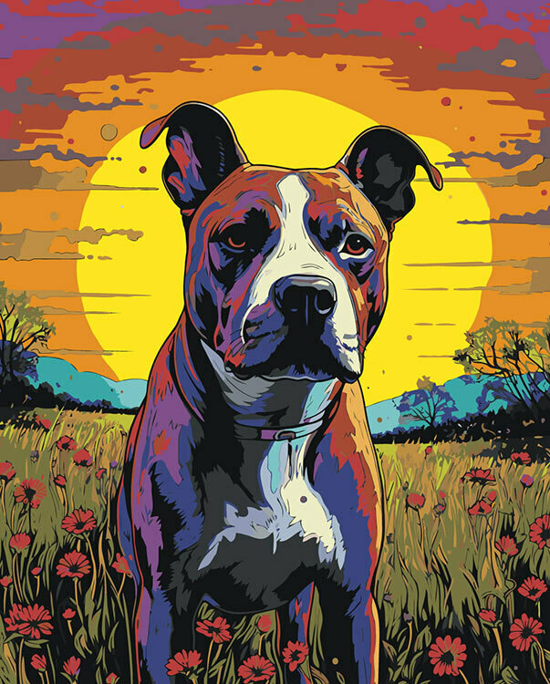 Картина по номерам на холсте Собака Стаффорд 5 40x50