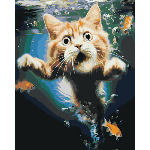 картина по номерам рыжий кот с рыбами под водой 2 Картина по номерам Рыжий кот с рыбами под водой 2