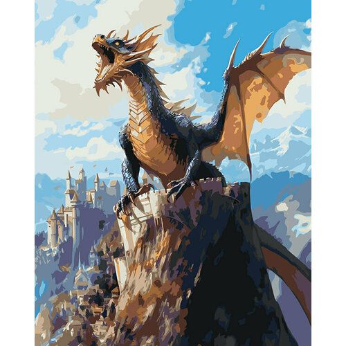 Картина по номерам на холсте Ужасающий дракон на горе 40х50 картина по номерам храм на горе 40х50 см