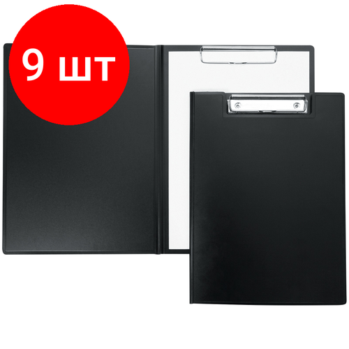 Комплект 9 шт, Папка-планшет с зажимом Berlingo А4, пластик, черный