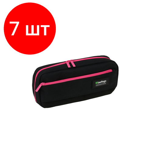 Комплект 7 шт, Пенал мягкий 1 отделение, 1 карман, 215*95*44 Berlingo Black and pink, полиэстер, внутренний органайзер пенал мягкий 2 отделения 1 карман 220 80 50 berlingo pastel pink полиэстер внутренний органайзер