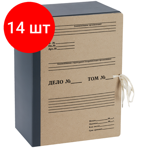 Комплект 14 шт, Папка архивная OfficeSpace, переплетный картон/бумвинил, с 4 завязками, ширина корешка 150мм комплект 4 шт папка архивная officespace переплетный картон бумвинил с 4 завязками ширина корешка 80мм