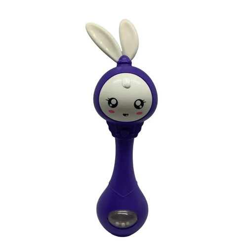фото Интерактивная развивающая музыкальная игрушка умный малыш зайка, погремушка - прорезыватель ( фиолетовый )) sabaun