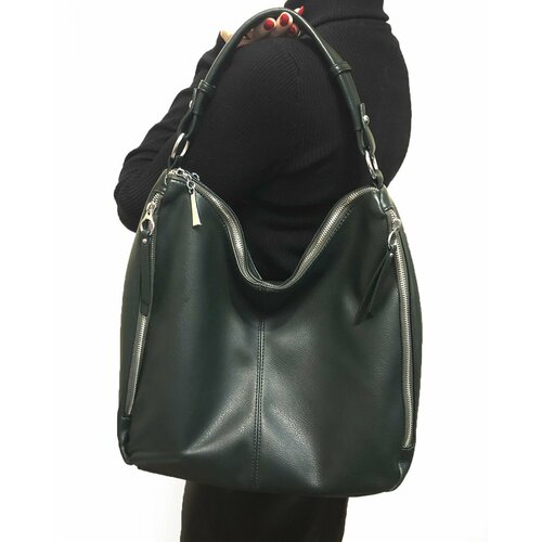 фото Сумка шоппер , фактура гладкая, зеленый, черный bental