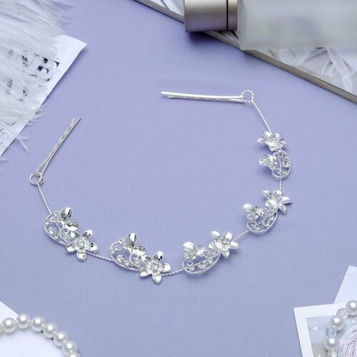 Аксессуар для волос Рулада на невидимках цветочки с бабочками 21 см серебро 452₽