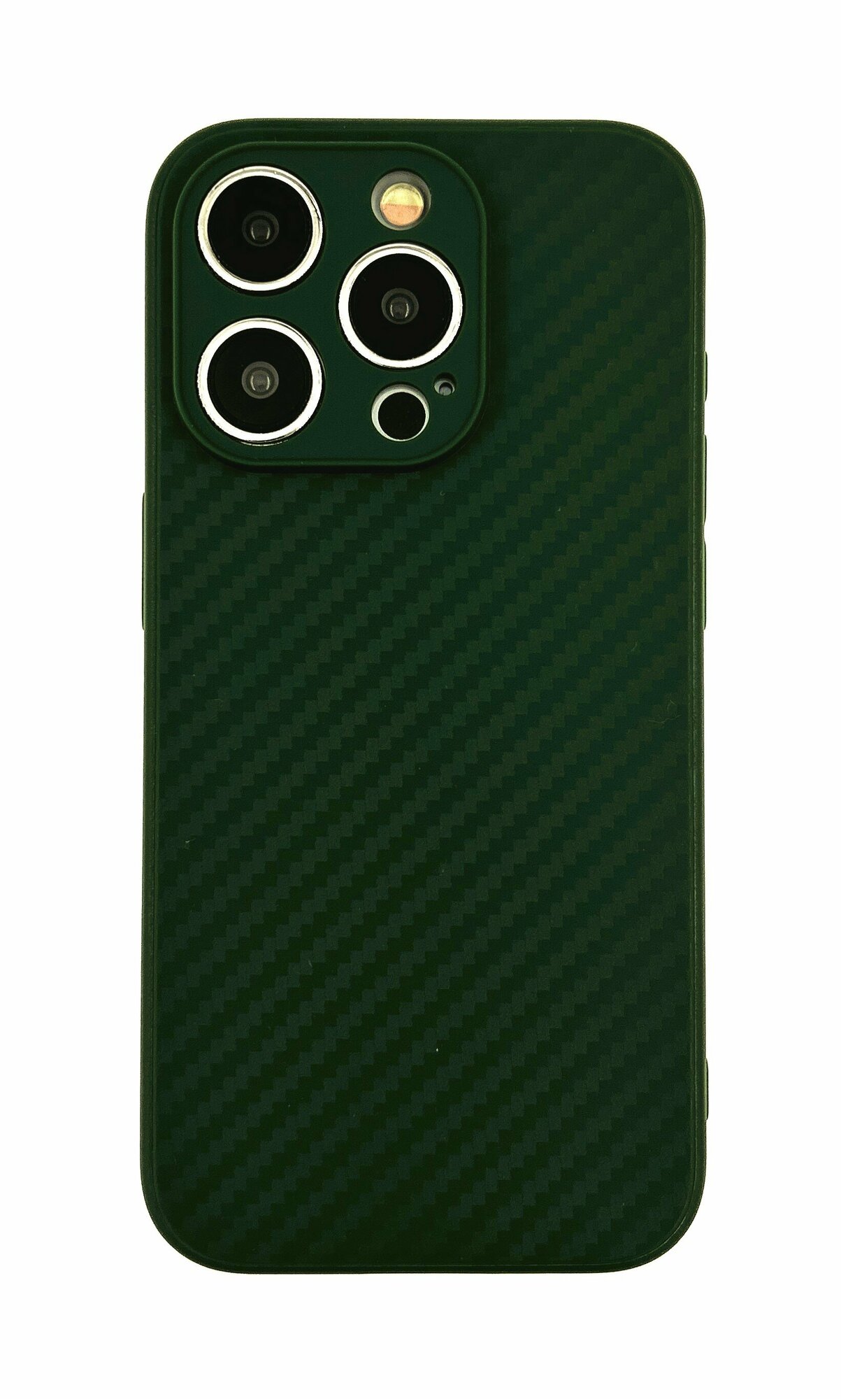 фото Чехол для Apple iPhone 15 Pro силиконовый с текстурой карбона Черный