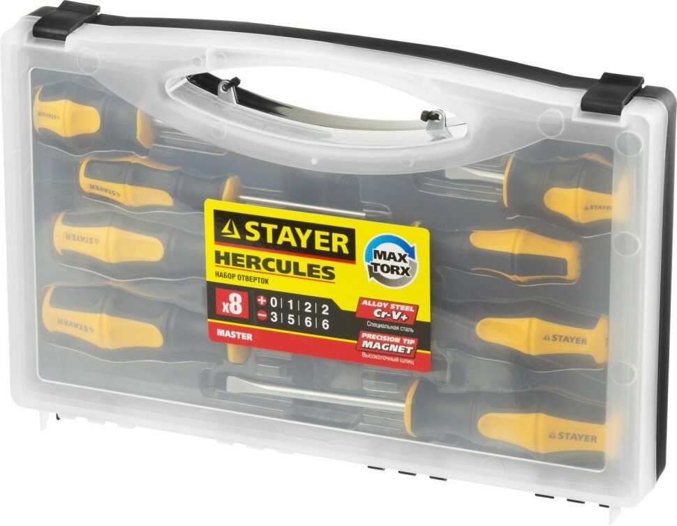 STAYER Набор STAYER MASTER HERCULES: Отвертки, Cr-V, эргономичная двухкомпонентная рукоятка, 8шт, ( 25055-H8_z02 )