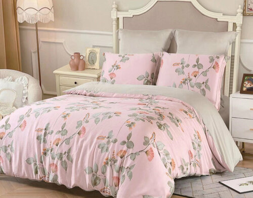 Комплект постельного белья из тенселя KLTS-020 Retrouyt (розовый), Семейный (наволочки 50х70 и 70х70)