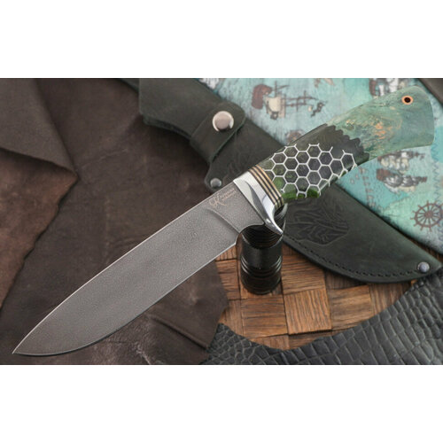 фото Мастерская курносова нож пират, сталь хв5, рукоять стабилизированная карельская береза/акрил ножевая мастерская курносова