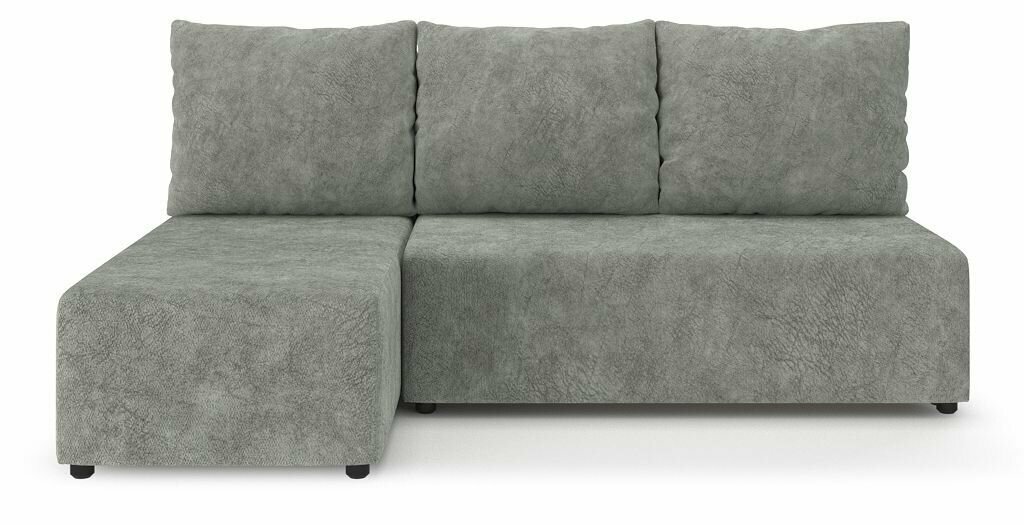 Угловой диван-кровать PUSHE Каир Lux, левый угол, раскладной, велюр, серый мрамор Meridian 992