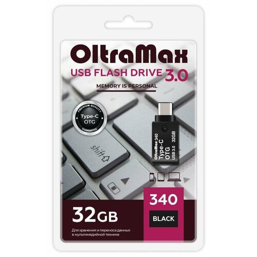 OLTRAMAX OM-32GB-340-Black 3.0 usb flash kingston 32gb usb usb typec otg data traveler duo3 dtduo3c 32gb black