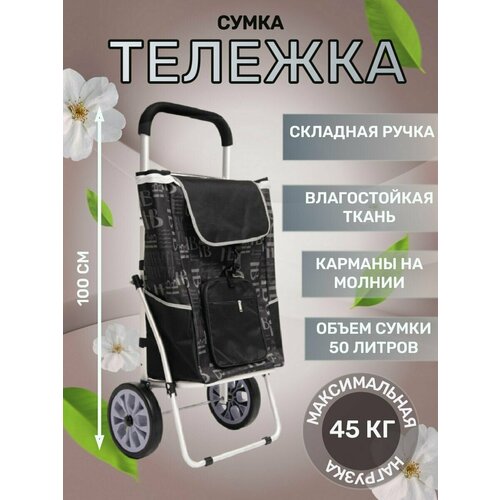 фото Сумка-тележка , 50 л, 46х100х27 см, ручная кладь, черный