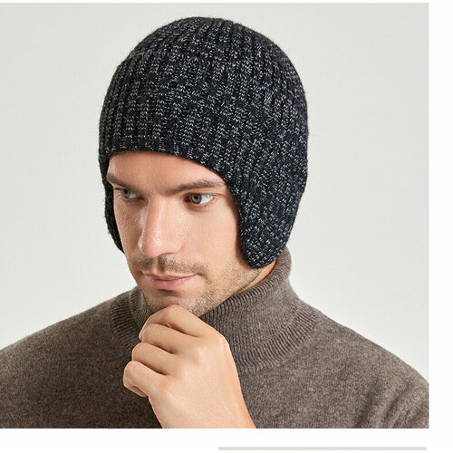 фото Шапка beutyone, размер onesize, серый, черный