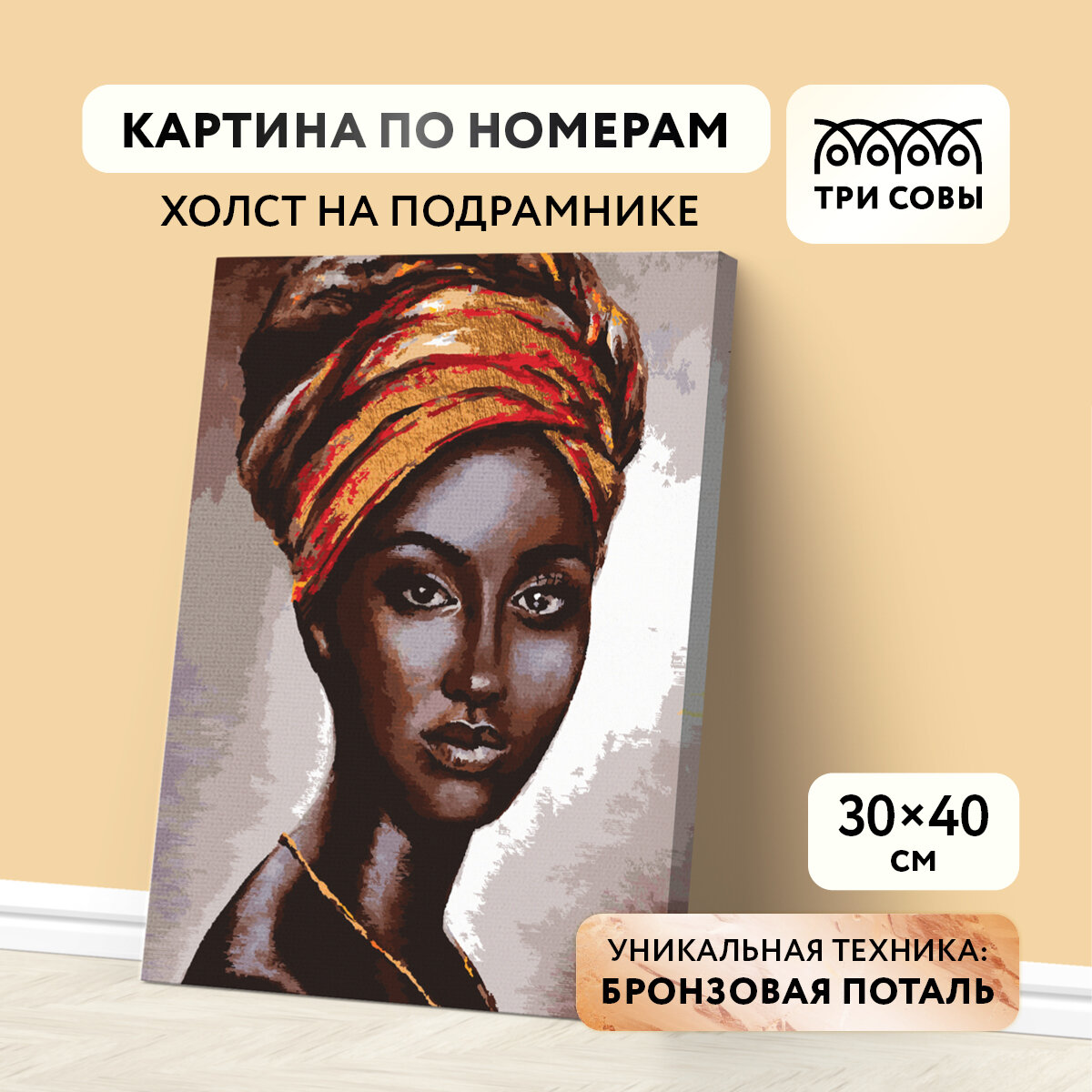 Картина по номерам Африканская женщина Три совы - фото №1
