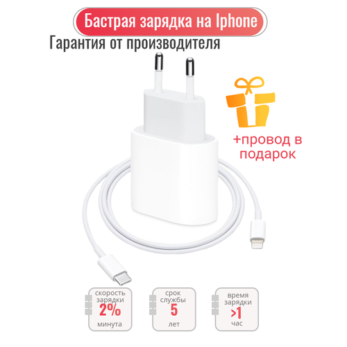 Зарядное устройство для iPhone с блоком и кабелем