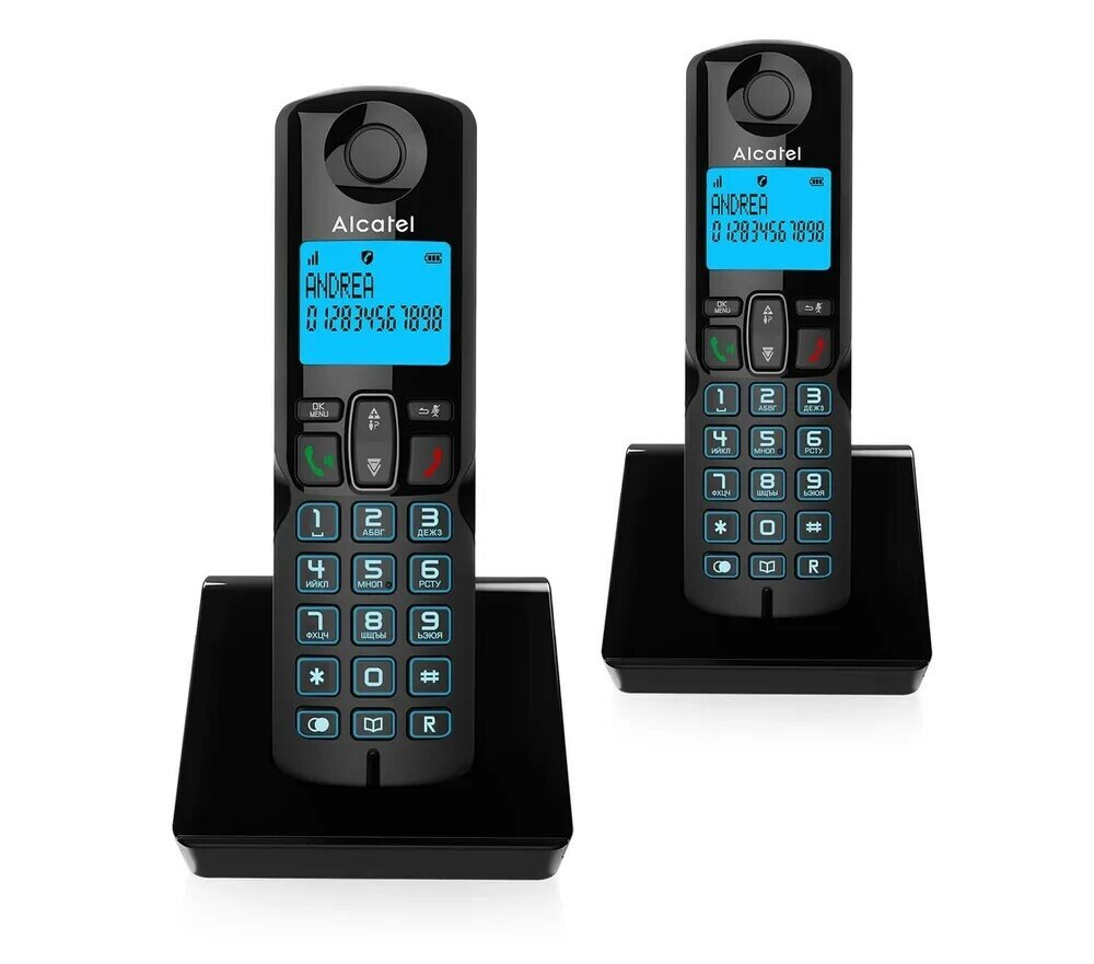 Радиотелефон Alcatel S250 Duo ru black черный (2шт)