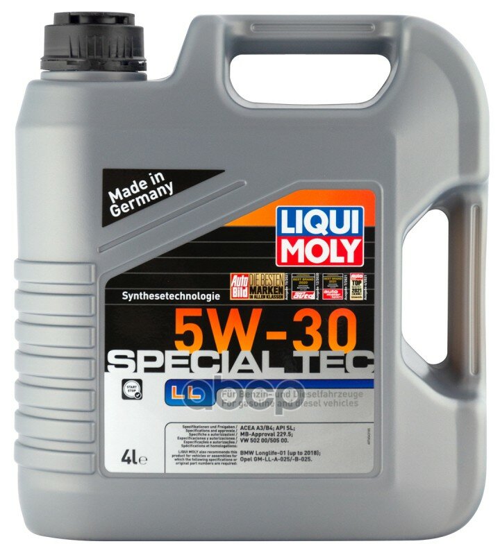 LIQUI MOLY Масло Моторное 5W-30 4Л "Special Tec Ll" (Синтетика)