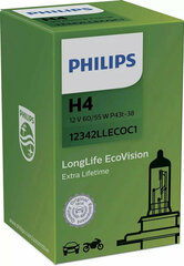 Лампа автомобильная галогенная Philips LongLife EcoVision 12342LLECOC1 H4 60/55W P43t-38 1 шт.