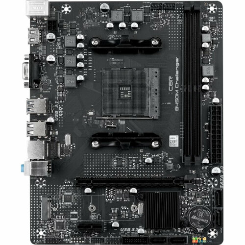 Материнская плата CBR B450M Challenger (Socket AM4, 2*DDR4, mATX, VGA+HDMI, 1*PCIEx16/1*PCIEx1/1*M.2, 4*SATA3, 4*USB2+4*USB3, Glan) материнская плата cbr h610m challenger oem socket 1700 2 ddr4 matx vga hdmi dp 1 pciex16 1 pciex1 1 m 2 3 sata3 4 usb2 2 usb3 glan