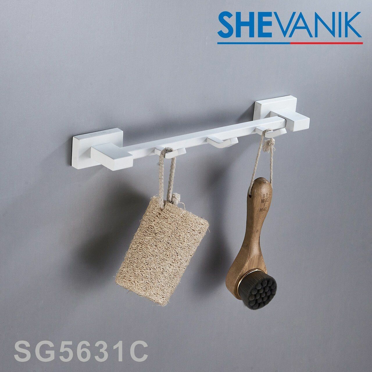 Планка с 3-мя крючками для ванной комнаты SHEVANIK SG5631C цвет белый