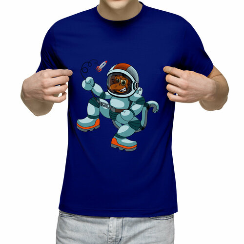 Футболка Us Basic, размер XL, синий мужская футболка обезянка космонавт m серый меланж