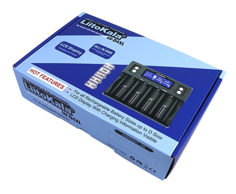 Зарядное устройство Liitokala Lii-D4XL ( для 4-x 32700-10440 , Li-ion/NiMh, ток заряда 1/2A, LCD, показывает вольтаж, ёмкость) — фото 10