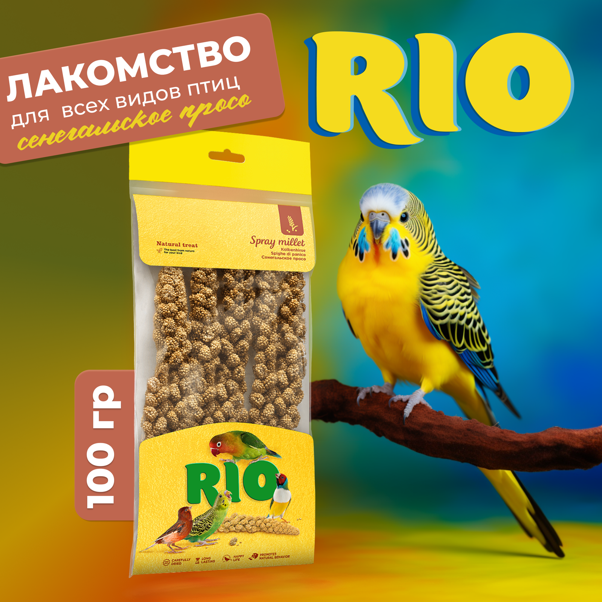 Лакомство для птиц RIO сенегальское просо в колосьях , 100 г