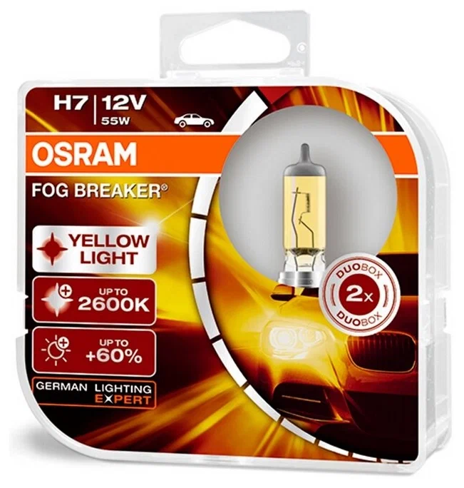 Лампа автомобильная галогенная Osram FOG BREAKER H7 62210FBR-HCB 12V 55W 2 шт.