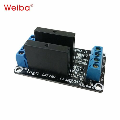 Модуль реле 2-канальный твердотельный 12V 2A высокого уровня 479₽